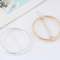 Round Frame Hair Clip Minimalist Solid Hair Pin Alloy Headwear