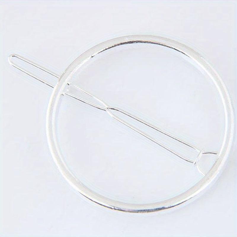 Round Frame Hair Clip Minimalist Solid Hair Pin Alloy Headwear
