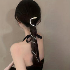 Snake Shape Hair Clip With Long Rhinestone Tassel Gothic Style Hair Accessories