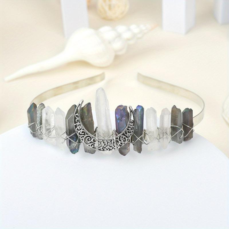 Crystal Quartz Witchy Crown Fae Fairy Rave Music Crystal Crown
