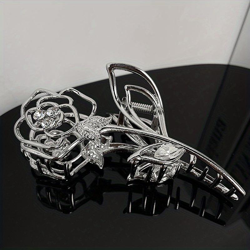 Hollowed Rose Flower Hair Claw Back Head Hair Accessories for Women