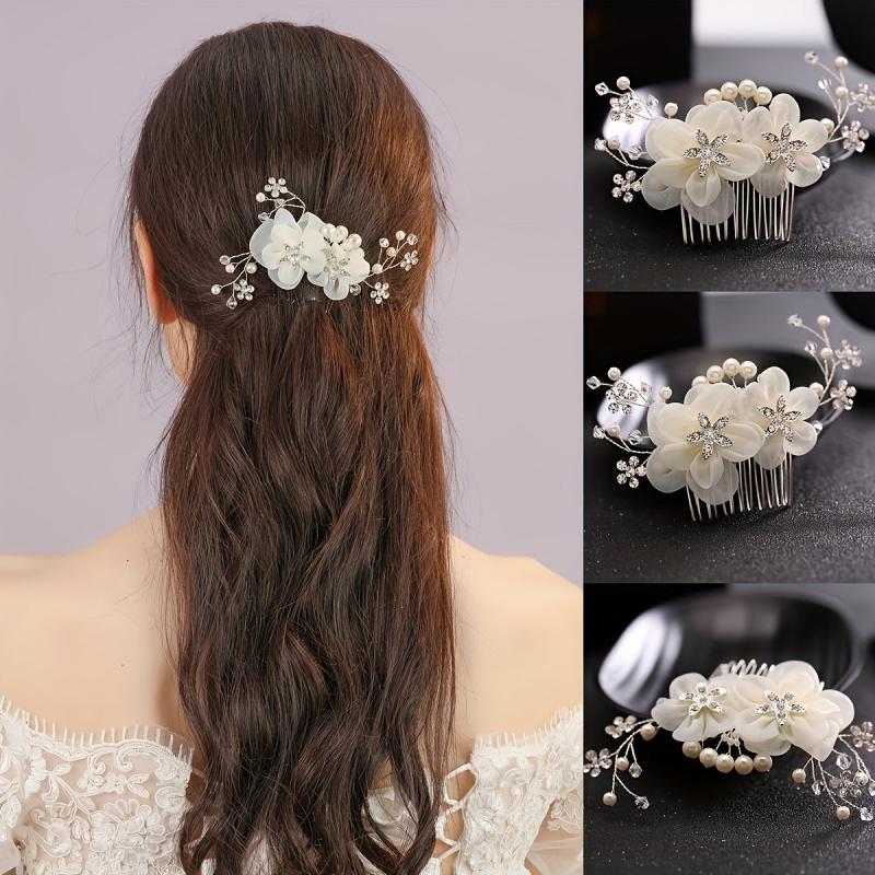 Bridal Hairbrush Photo Studio Decoration Silk Flower Headdress