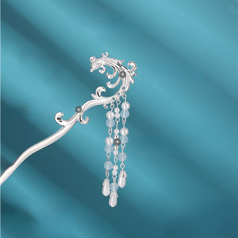 Alloy Flower Hairpin Faux Pearl Tassel Ancient Style Headwear