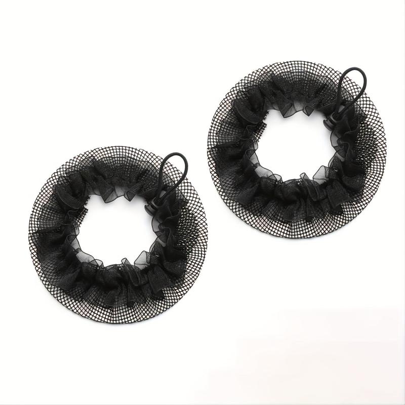 2PCS Stretchable Bun Tie Nets Elastic Hair Rope For Dancers Bun Holder