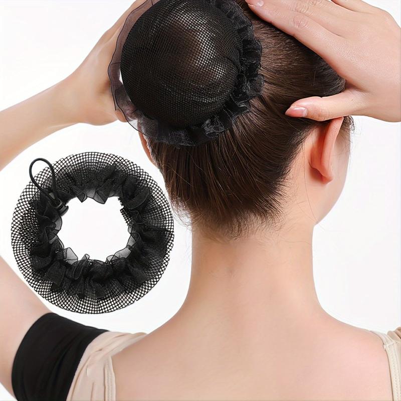 2PCS Stretchable Bun Tie Nets Elastic Hair Rope For Dancers Bun Holder