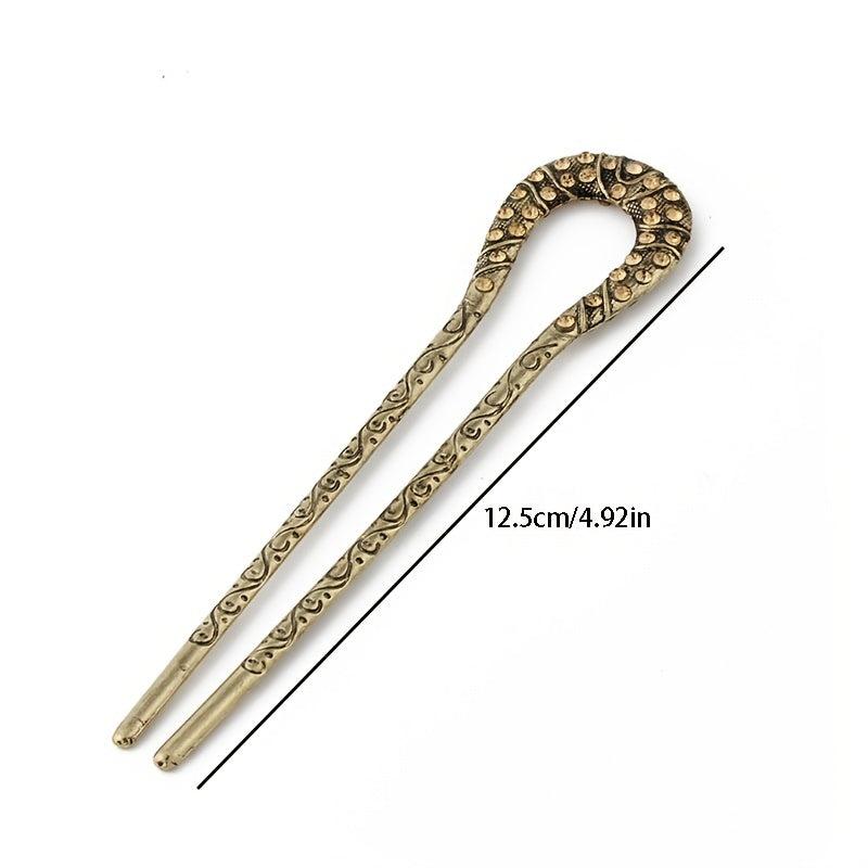 Vintage Golden Rhinestone Hairpin for Hanfu Updo