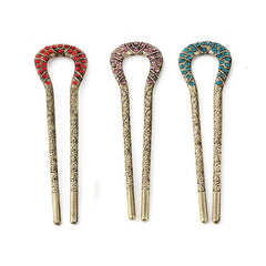 Vintage Golden Rhinestone Hairpin for Hanfu Updo