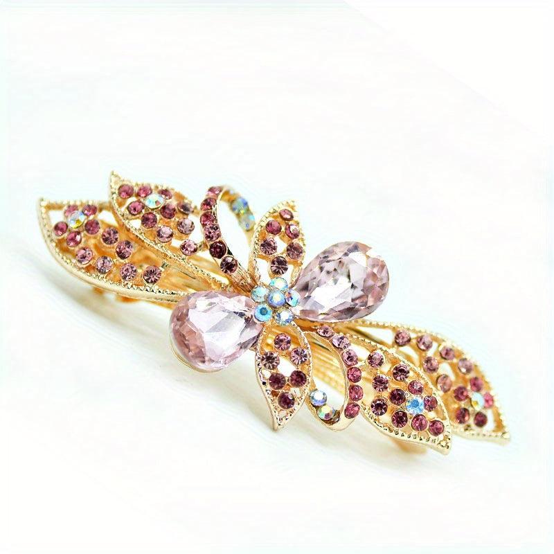 Alloy Flower Hair Clip Crystal Side Accessory
