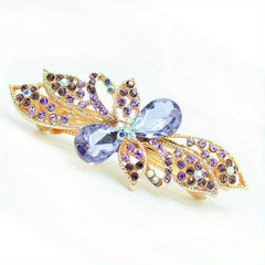 Alloy Flower Hair Clip Crystal Side Accessory