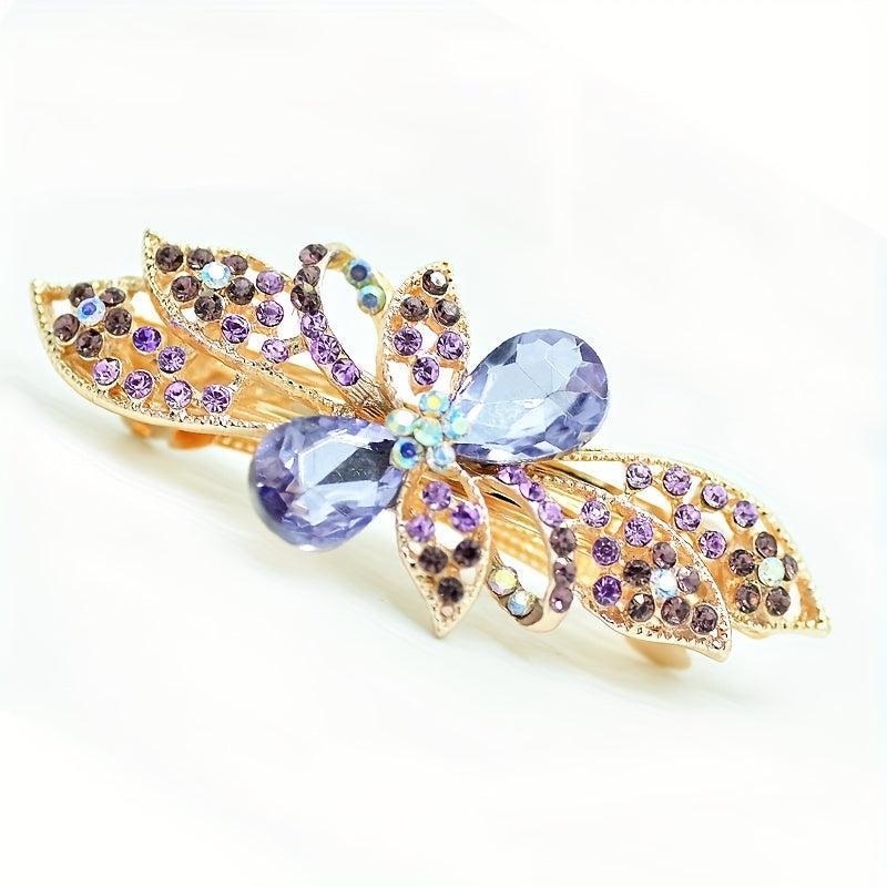 Alloy Flower Hair Clip Crystal Side Accessory