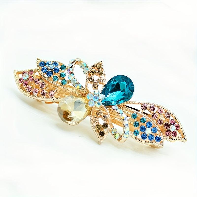 Alloy Flower Hair Clip Crystal Side Accessory