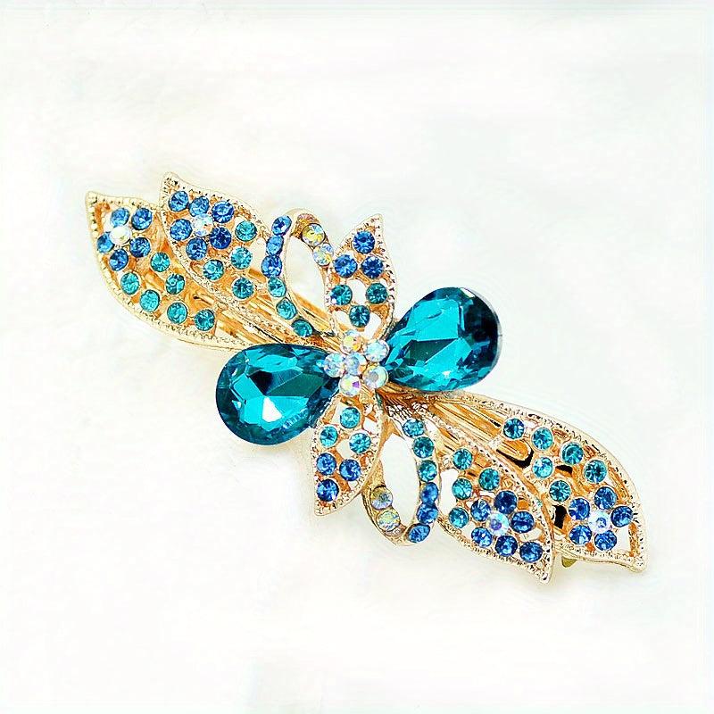 Alloy Flower Hair Clip Crystal Side Accessory