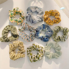 10pcs Floral Fabric Hair Scrunchies For Women Girls Soft Sleep Scrunchie