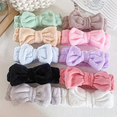 Soft Microfiber Coral Fleece Bow Headband Wristband Set