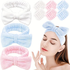 Soft Microfiber Coral Fleece Bow Headband Wristband Set