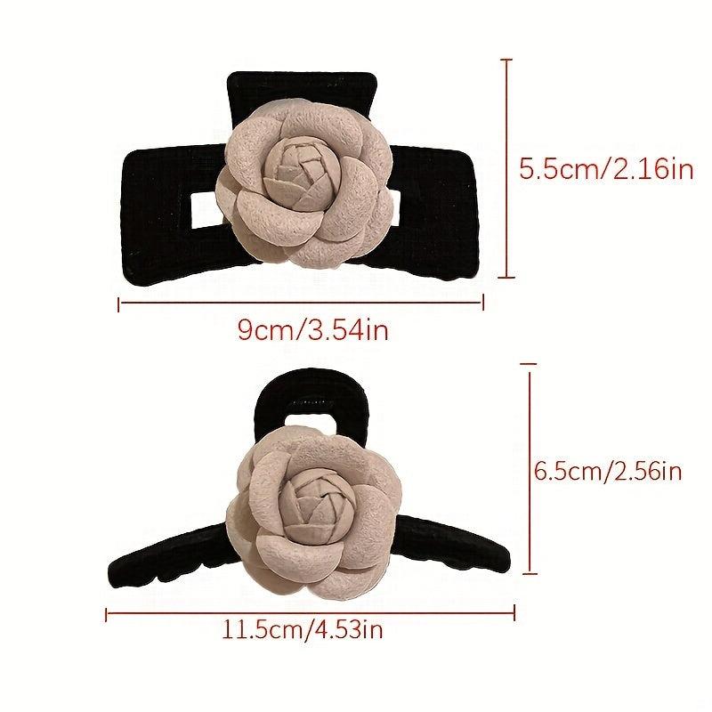 Camellia Flower Corsage Hair Clip Women Bow French Barrette Fall Accessory