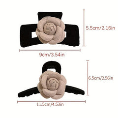 Camellia Flower Corsage Hair Clip Women Bow French Barrette Fall Accessory