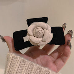 Camellia Flower Corsage Hair Clip Women Bow French Barrette Fall Accessory