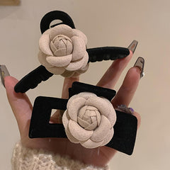 Camellia Flower Corsage Hair Clip Women Bow French Barrette Fall Accessory