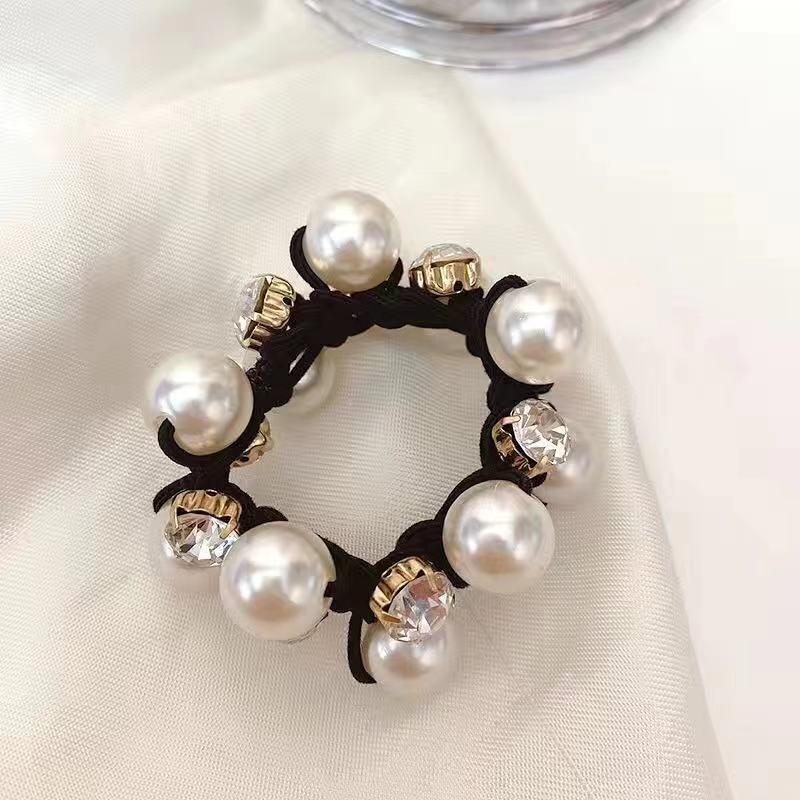 Faux Pearl Hair Tie Head Jewelry Ponytail Hair Rope Crystal Elastic Hair Tie