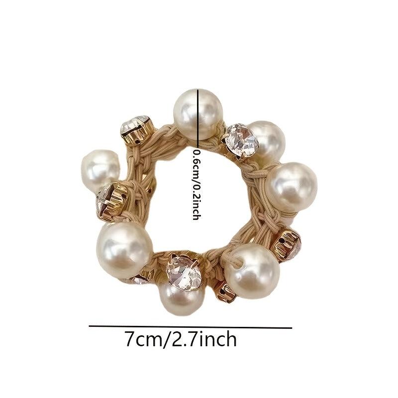 Faux Pearl Hair Tie Head Jewelry Ponytail Hair Rope Crystal Elastic Hair Tie