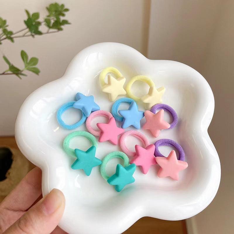 Colorful Star Hair Ties for Girls Elastic Bands Ponytail Holders