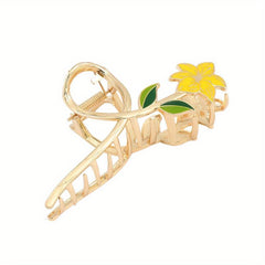 Vintage Green Flowers Hair Claw Clip Shark Claw Hair Accessories