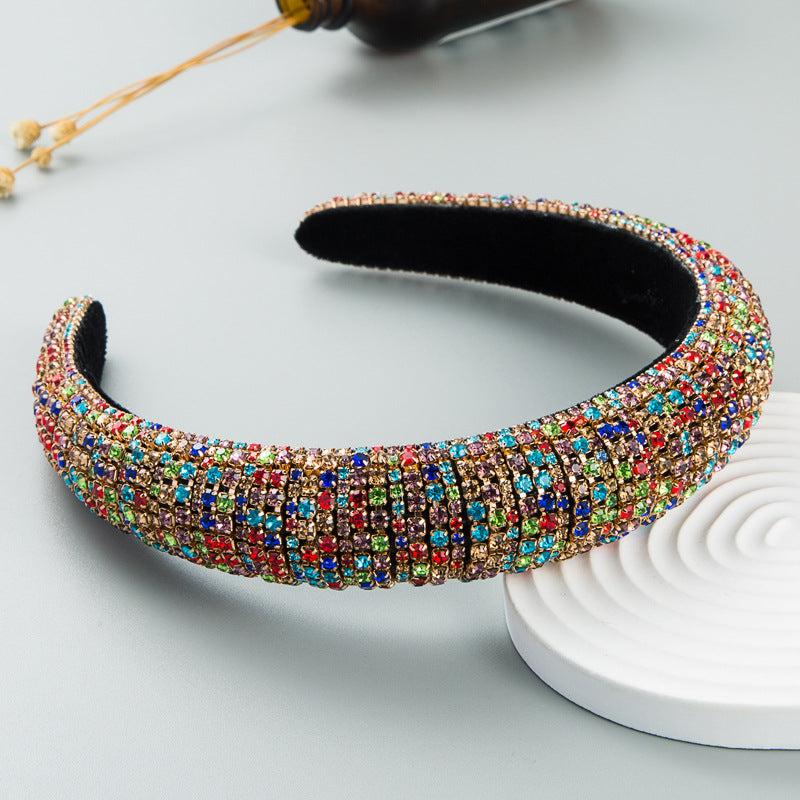 Sparkling Rhinestone Headband Wide Brimmed Hair Hoop Glitter Headwear