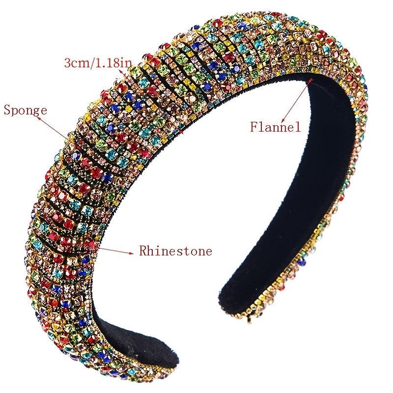 Sparkling Rhinestone Headband Wide Brimmed Hair Hoop Glitter Headwear