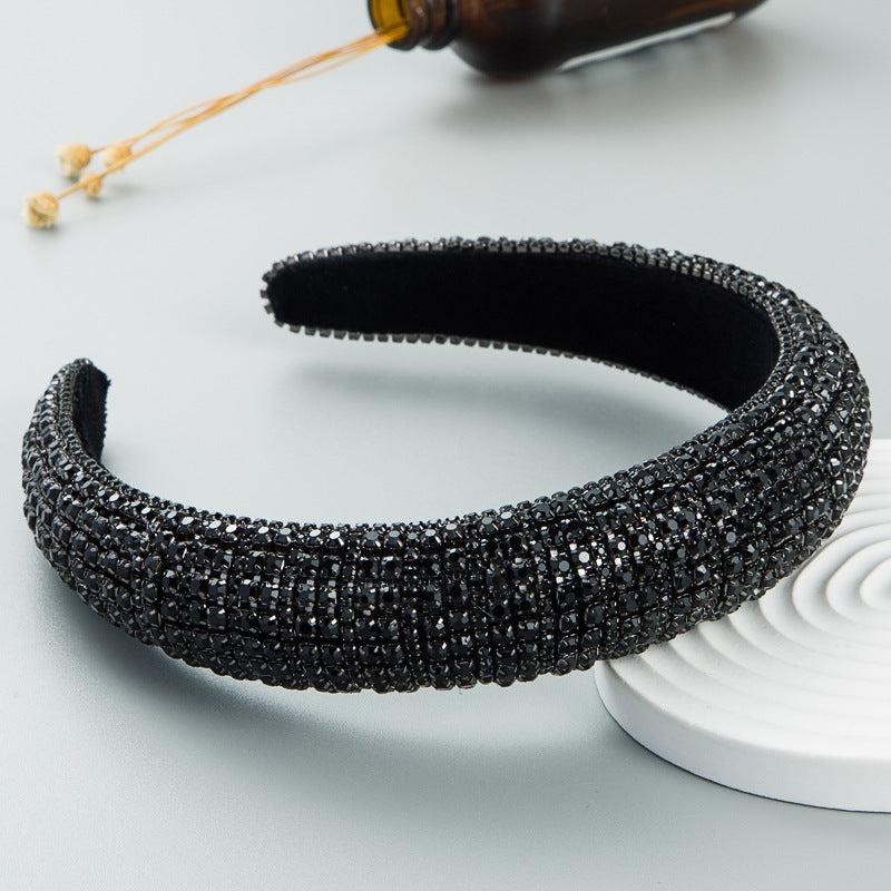 Sparkling Rhinestone Headband Wide Brimmed Hair Hoop Glitter Headwear