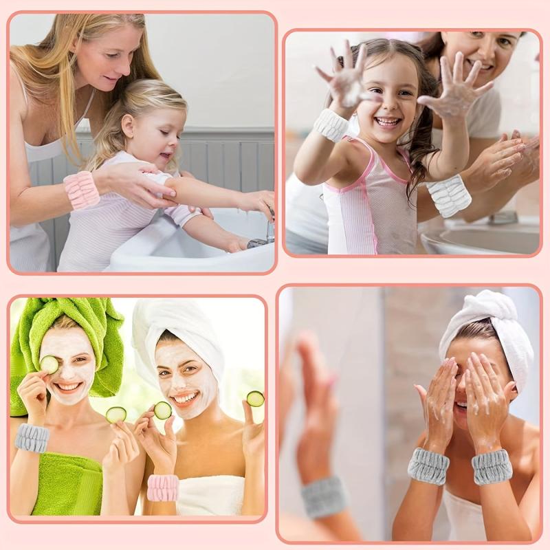 3pcs Plush Hairband Wristband Set for Face Spa, Make Up, Hair
