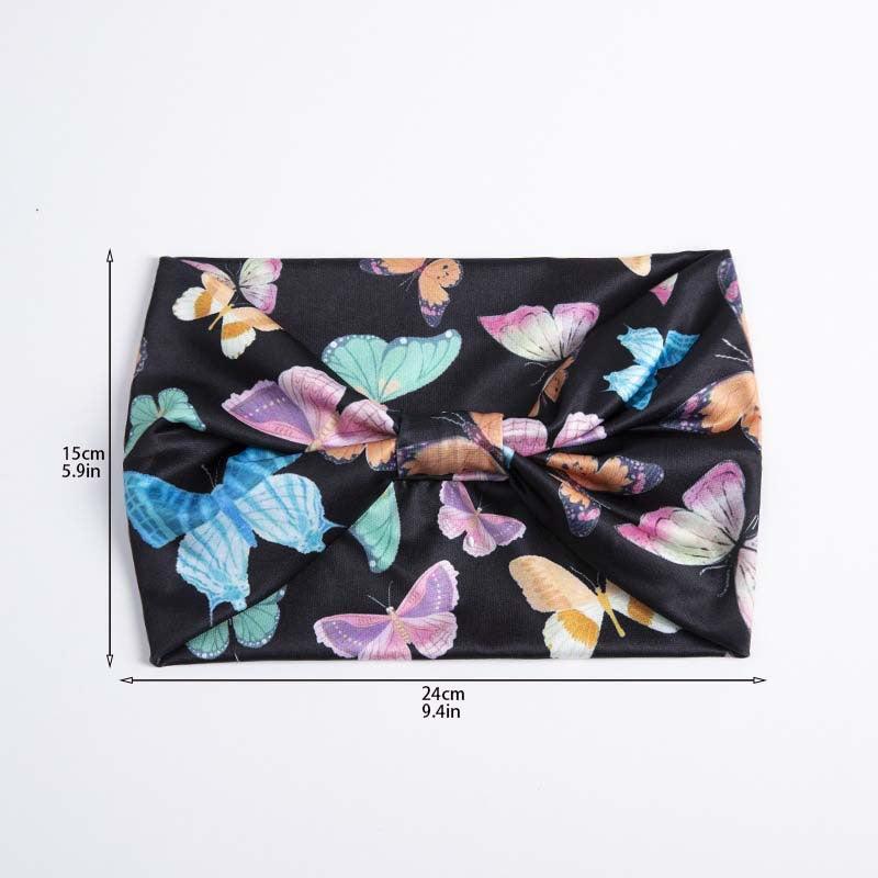 Boho Butterfly Pattern Wide Brimmed Headband Elastic Headwrap