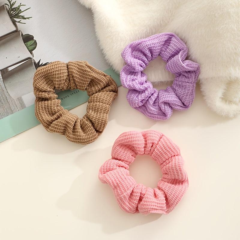 Solid Knitted Hair Tie Scrunchie Ponytail Holder