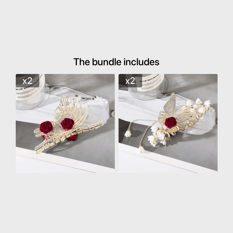 Rhinestone Butterfly Tassel Hair Claw Strong Hold Grip Hair Jaw Clip