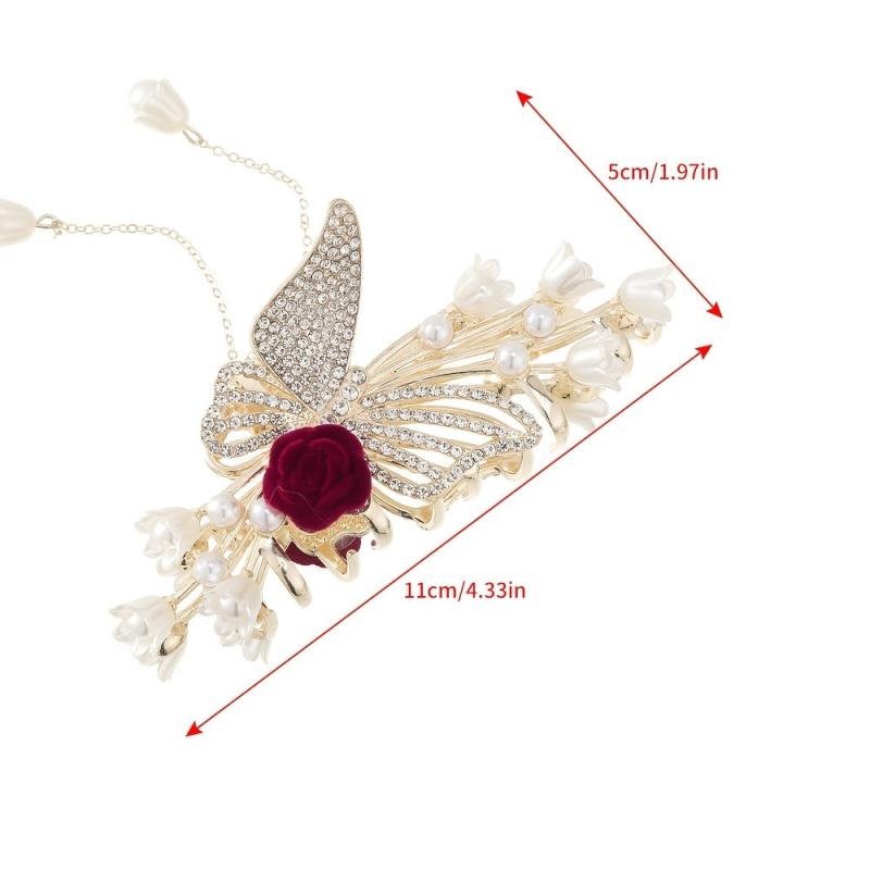 Rhinestone Butterfly Tassel Hair Claw Strong Hold Grip Hair Jaw Clip
