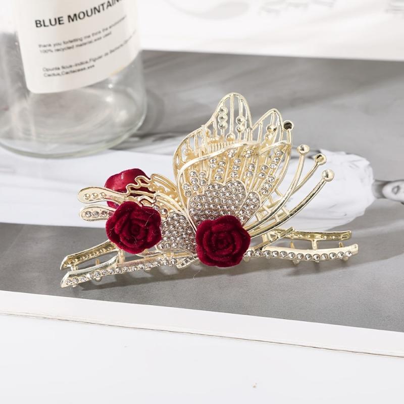 Rhinestone Butterfly Tassel Hair Claw Strong Hold Grip Hair Jaw Clip