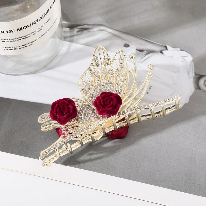 Rhinestone Butterfly Tassel Hair Claw Strong Hold Grip Hair Jaw Clip