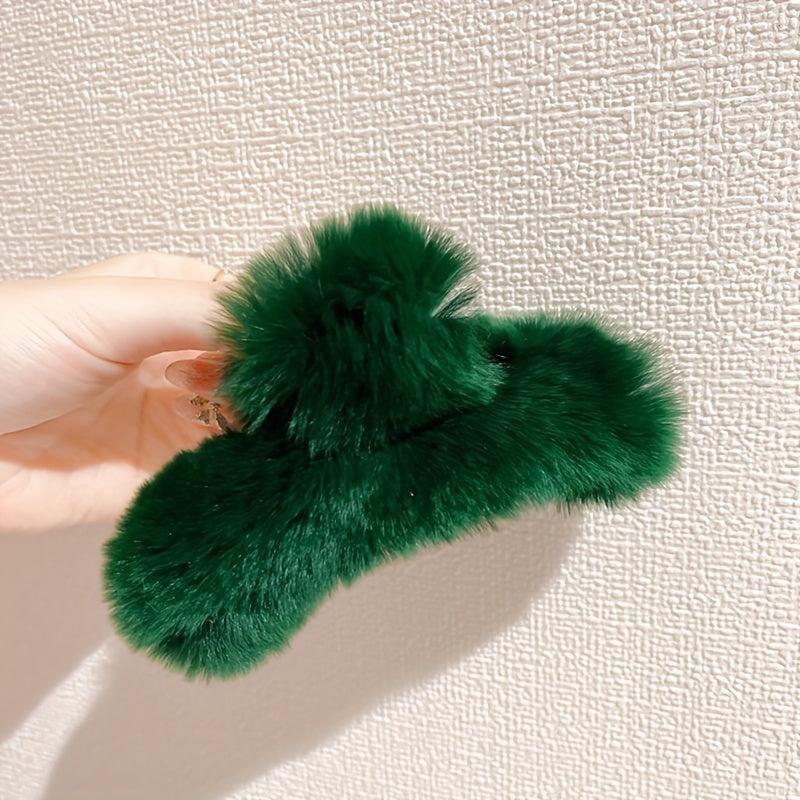 Faux Fur Plush Hair Claw Clip Strong Hold Grip Hair Jaw Clip