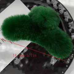Faux Fur Plush Hair Claw Clip Strong Hold Grip Hair Jaw Clip