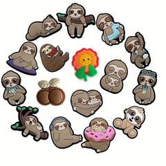 16pcs Sloth Shoe Charm PVC Shoe Buckle Clogs DIY Decoration