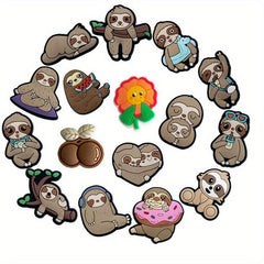 16pcs Sloth Shoe Charm PVC Shoe Buckle Clogs DIY Decoration