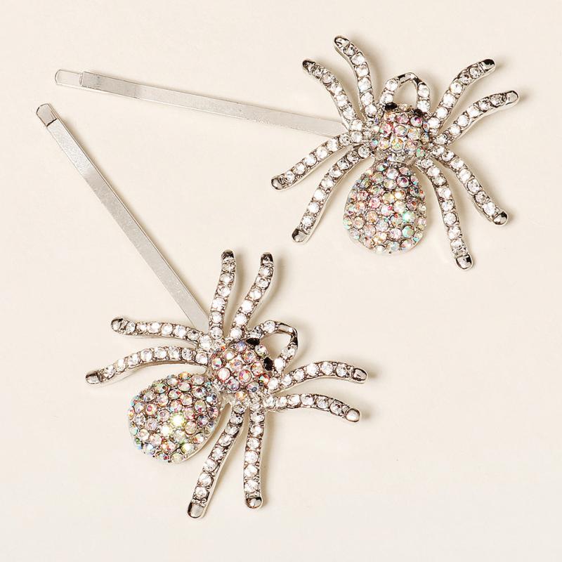 Spider Hair Pin Rhinestone Gothic Punk Crystal Bobby Pin Halloween Accessory