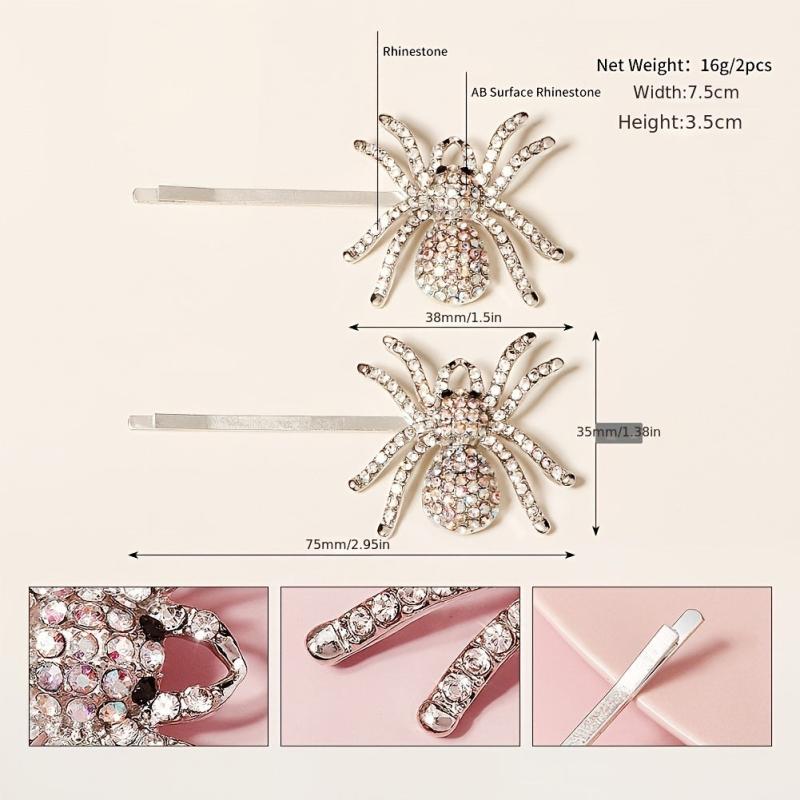 Spider Hair Pin Rhinestone Gothic Punk Crystal Bobby Pin Halloween Accessory