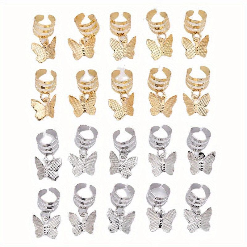 Butterfly Hair Braiding Cuffs Dreadlock Clips Pendants Braid Accessories