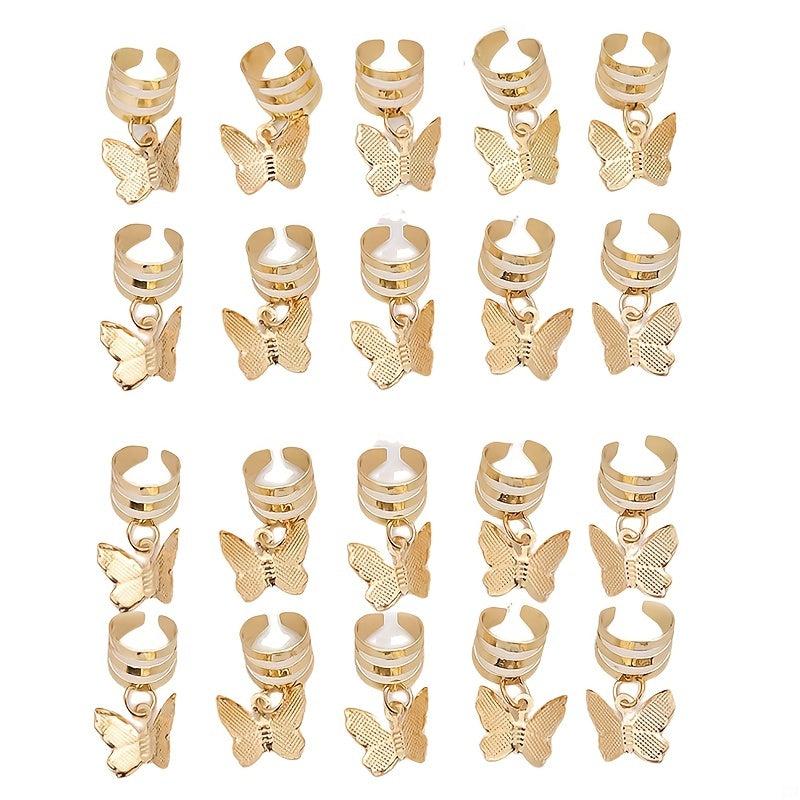 Butterfly Hair Braiding Cuffs Dreadlock Clips Pendants Braid Accessories