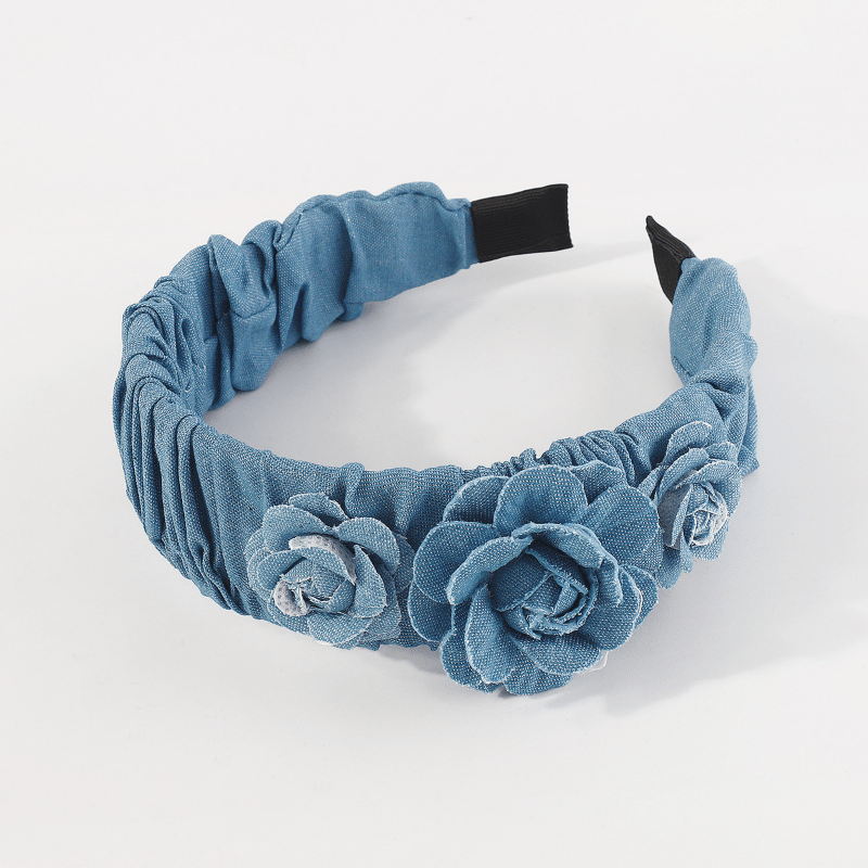 Denim Flower Rose Headband for Women