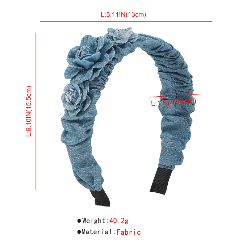 Denim Flower Rose Headband for Women
