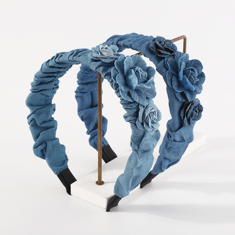 Denim Flower Rose Headband for Women