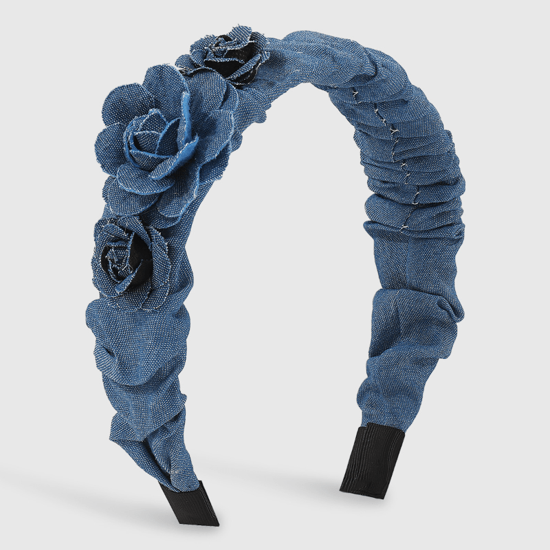 Denim Flower Rose Headband for Women