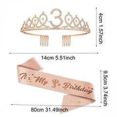 Birthday Queen Crown Set Crystal Tiara and Satin Sash